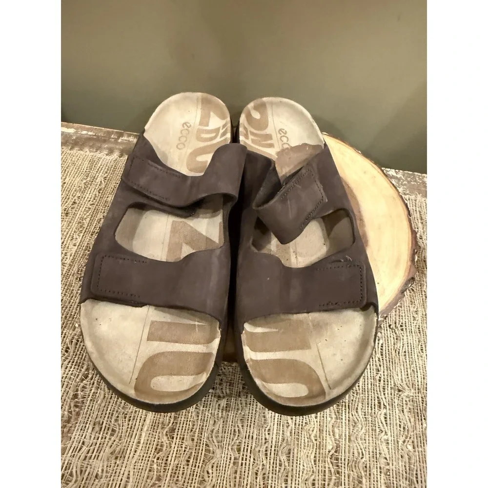 Ecco Men's 2nd Cozmo Sandals Nubuck Leather Mocha Sz 10-10.5 New
